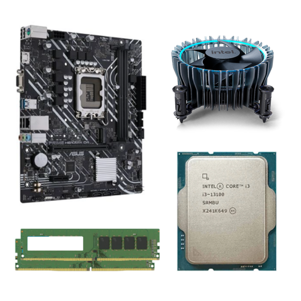 i3-13100, 32GB RAM, Intel CPU FAN, H610M-H Motherboard Combo